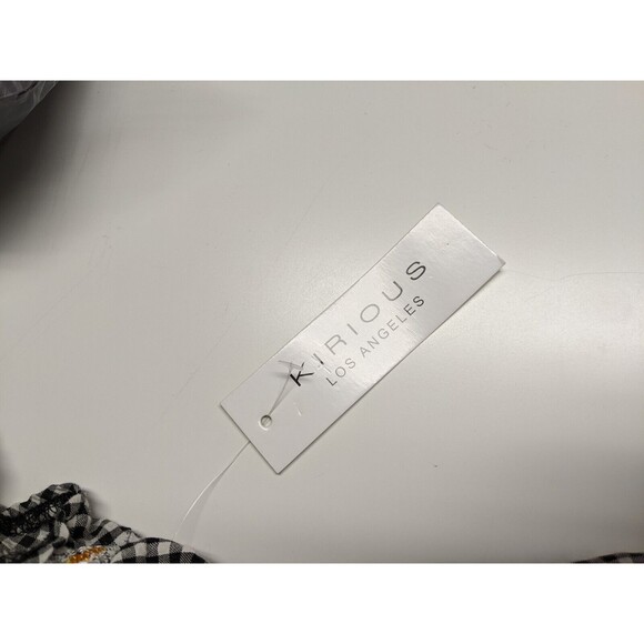 Kirius Los Angeles Top Women Large Plaid And Flowers Short Sleeves Crop Junior L - Picture 8 of 9